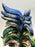 Vintage Hand-Painted Italian Majolica Ceramic Fighting Rooster Sculpture, a Pair 1980's
