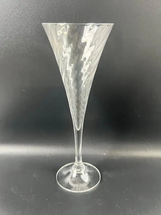 Orrefors Helena Crystal Champagne Flutes Glasses Optic Swirl, Set of 4