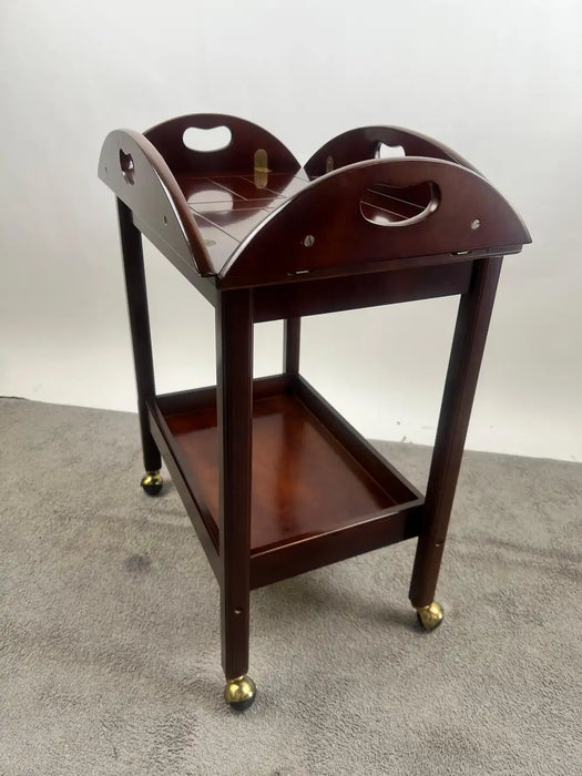 English Style Bombay Company Butler's Tray Table Cherry Wood Drop Leaf Serving