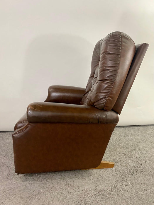 Mid-Century Lazy Boy Brown Leather Tufted Reclining Club Chair