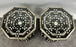 Moroccan Black & White Bone with Filigree Inlay Octagonal End Table, a Pair