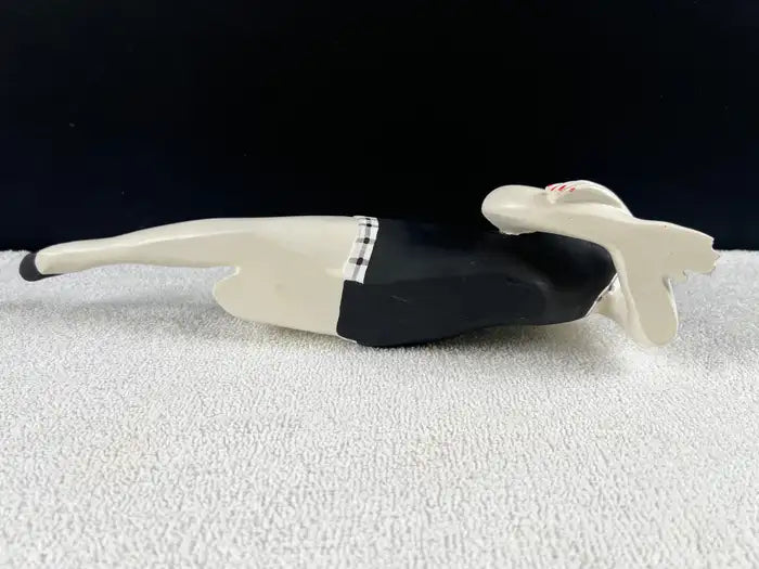 French Style Bathing Beauty Resin Figurine in Black & White Gingham Swimsuit