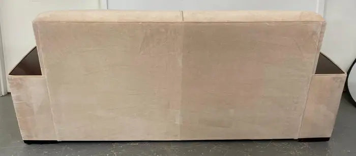 French Art Deco Sofa or Settee with Beige Velvet Upholstery & Rosewood Armrests