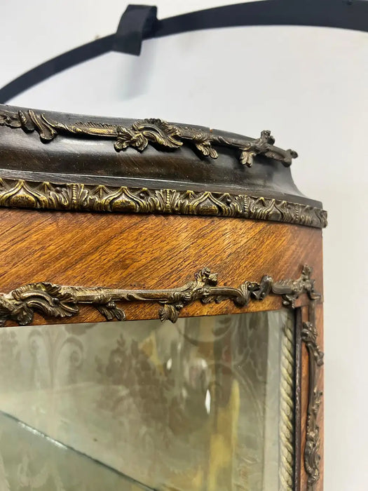 Antique 19th C. French Louis XV Vernis Martin Ormolu Serpentine Vitrine Cabinet
