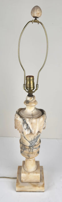 Italian Neoclassical Style Carrara Alabaster Marble Lamp, a Pair