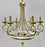 Art Deco Brass Chandelier with White Milk Frosted Glass Bottom Bowl, 6 Arms