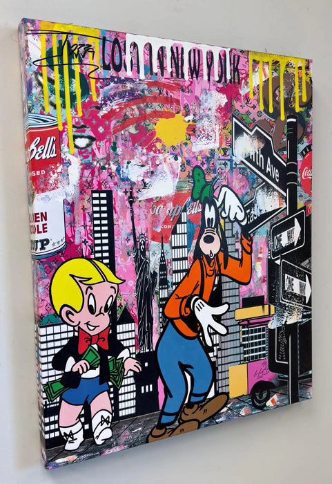 Pop Art Jozza "Lost in New York" Original Acrylic on Canvas, Signed