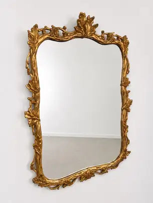 Hollywood Regency Style Maitland Smith Gilt Oak Leaves Rectangular Wall Mirror