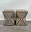 Art Deco Style Sculptural White & walnut Resin Side or End Table, a Pair