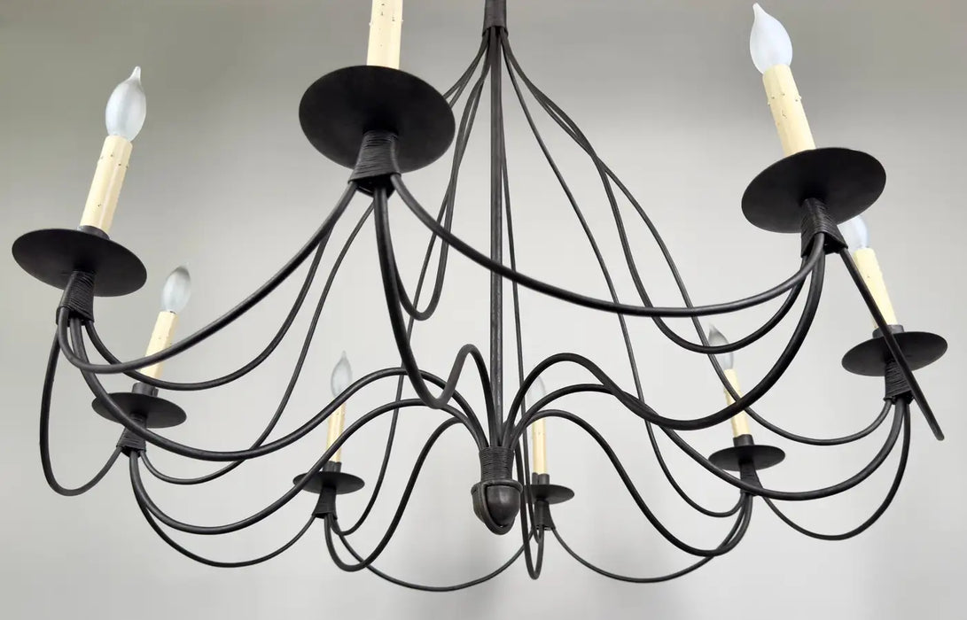 French Wrought Iron Brutalist Chandelier - 8 Arms