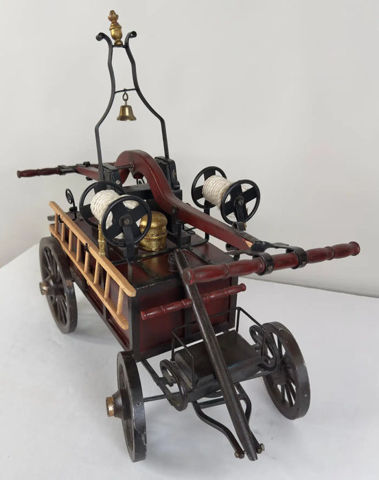 Antique Iron & Wood Fire Engine Large Model or Sculpture