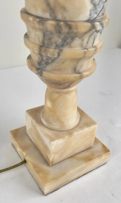 Italian Neoclassical Style Carrara Alabaster Marble Lamp, a Pair