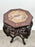 Antique Chinese Rosewood Hand Carved Octagonal w Marble Insert Pedestal or Table