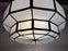 Art Deco Style Large Circular White Milk Glass & Bronze Pendant, Chandelier