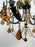 French Rococo Revival Bronzed Chandelier with Amber Glass Drops, 6 Arms