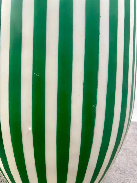 Art Deco Style Green & White Cylindrical Resin Side, End Table or Stool, a Pair