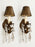 French Regency Style Bronze Wall Sconces with Crystal Drops and Shades, a Pair