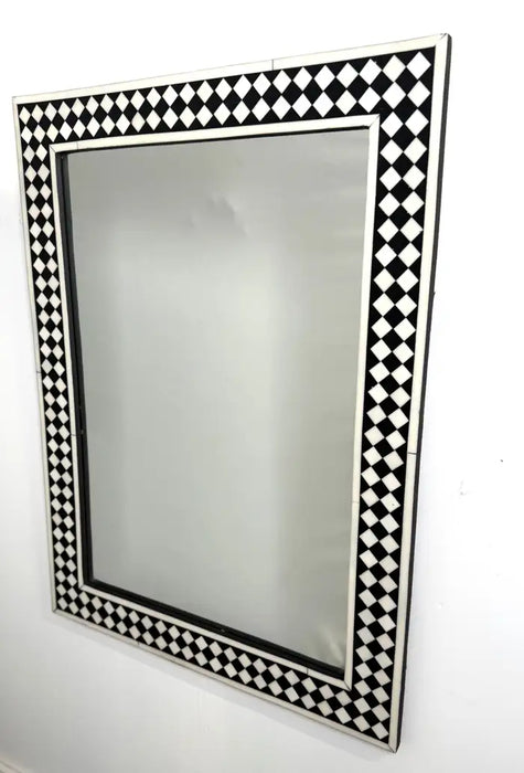Art Deco Style Black & White Resin Diamond Design Wall, Table or Mantel Mirror