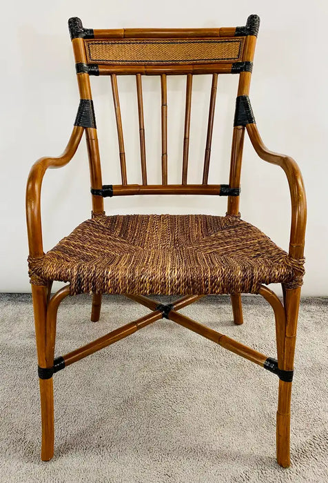 Mid Century Boho Chic Faux Bamboo Rattan Chair