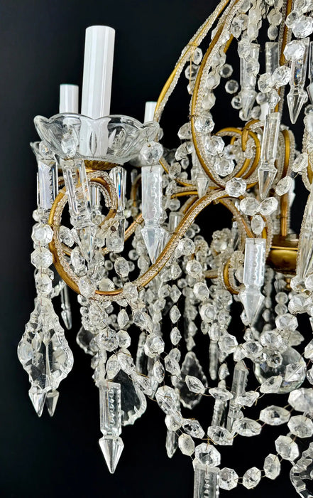 French Louis XV Marie Therese Style Cut Crystal Chandelier, 8 Arms