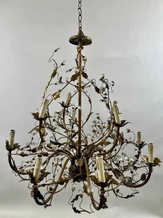Maison Bagues Style French Foliate Design Chandelier in Bronzed Metal - 12 Arms