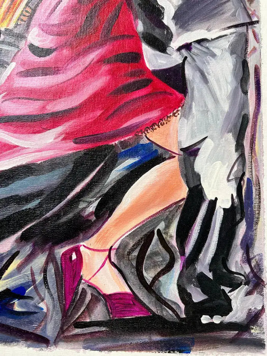 Figurative Oil on Canvas Painting Titled " Pasion Tanguera " Hand Signed Dated 2011