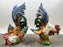 Vintage Hand-Painted Italian Majolica Ceramic Fighting Rooster Sculpture, a Pair 1980's