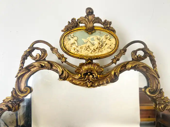 French Rococo Louis XV Style Giltwood Mantel or Wall Mirror, 19th Century