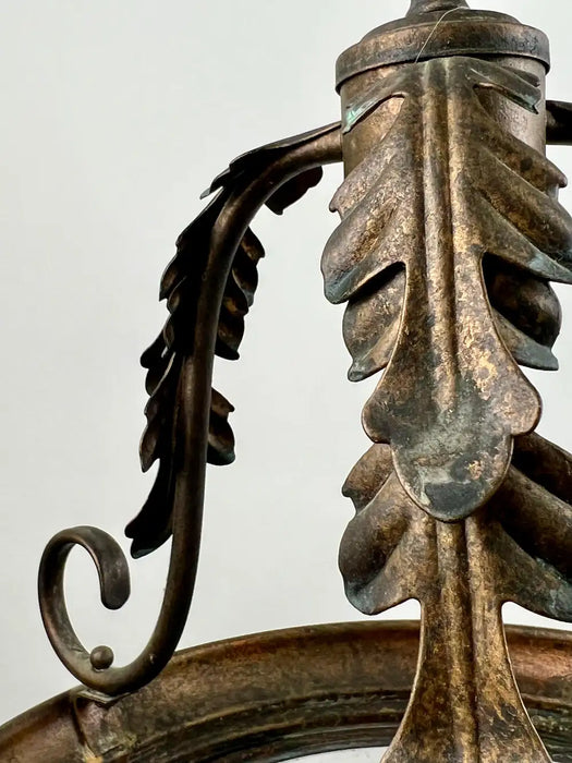 French Regency Style Bell Jar Pendant with Seeded Glass and Acanthus Leaf Bronze