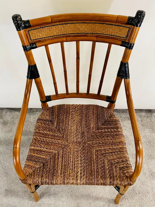 Mid Century Boho Chic Faux Bamboo Rattan Chair
