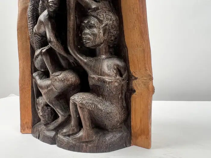 African Makonde Ebony Tree of Life Sculpture Tribal Art, 1970's 1970's