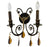 French Rococo Revival Cast Metal Bronzed Wall Sconce w Amber Crystal, Set of 4