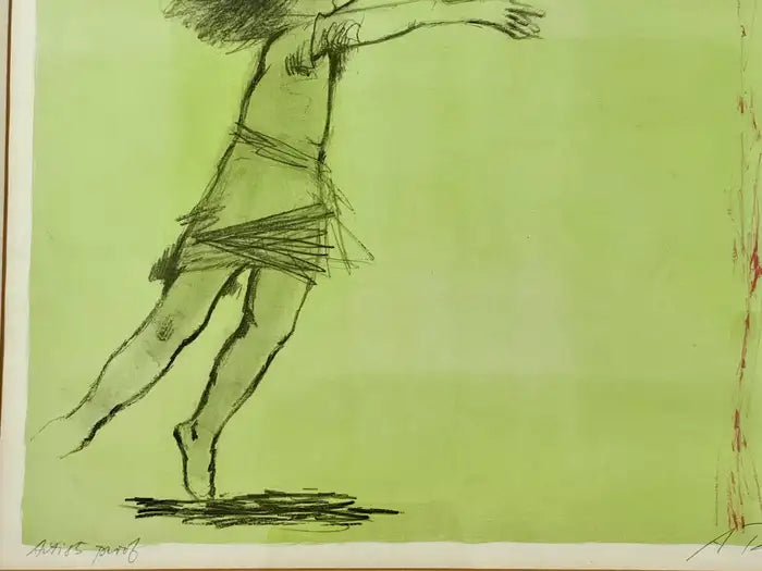Girl Reaching Forward Lithograph by Albert Walker Signed & Framed, Artist proof 1950's
