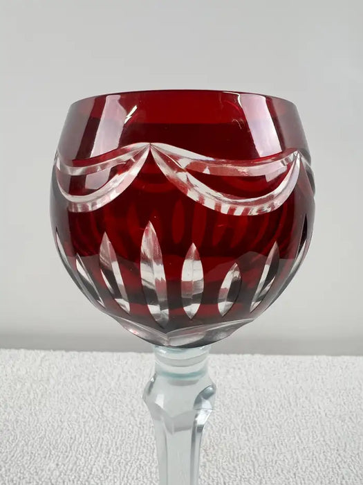 Rare Murano Glass Decanter in Cobalt Blue with Jewel-Tone StemGlasses Set, 7 Pcs