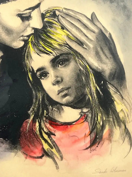 Sandu Liberman " Mother and Daughter" Lithograph Signed & Framed - Artist Proof 1960's