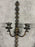 Art Nouveau Two Arms Bronze w Frosted Milk Glass Shades Wall Sconce, a set of 3