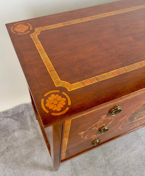 Italian Neo-Classical Marquetry Chest of Drawers, Commode or Nightstand, a Pair