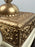 Vintage French Style Brass Rotary Telephone with Ornate Repoussé Cream Enamel Base