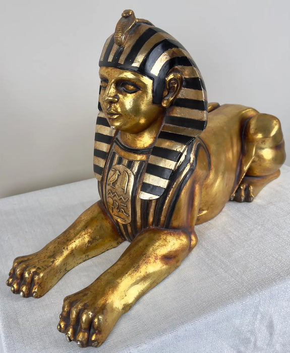 Egyptian Hand Painted Gold Sphinx Statue