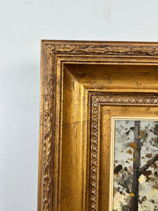 Impressionist Paris Street Scene Oil Painting, Signed, in Ornate Gilt Frame 1970's
