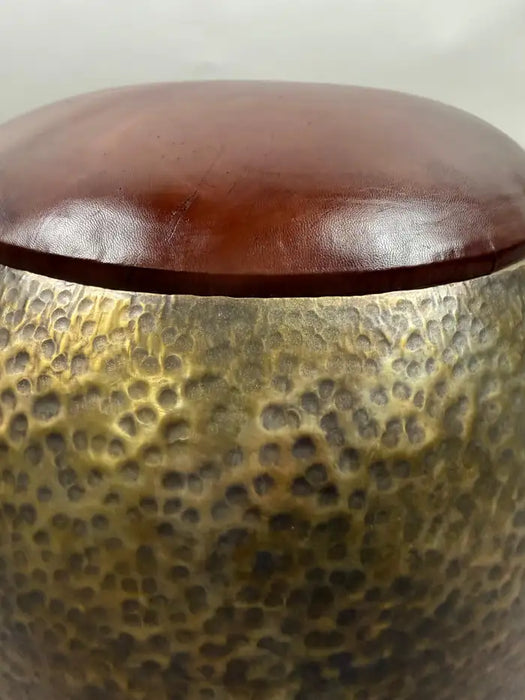 Mid-Century Modern Style Bronze Ottoman or Stool with Leather Top, a Pair