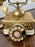 Vintage French Style Brass Rotary Telephone with Ornate Repoussé Cream Enamel Base