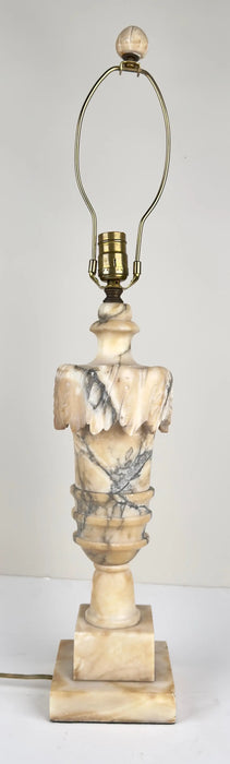 Italian Neoclassical Style Carrara Alabaster Marble Lamp, a Pair