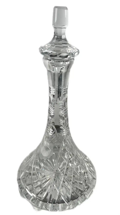 Classic European Cut Crystal Decanter with Faceted Stopper, 14″ H