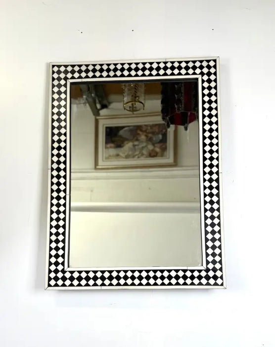 Art Deco Style Black & White Resin Diamond Design Wall, Table or Mantel Mirror