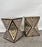 Art Deco Style Sculptural White & walnut Resin Side or End Table, a Pair
