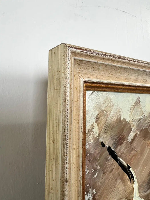 Morris Katz Seascape with Seagulls Textured Oil in Silver Frame, Signed 1973 1973