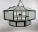 Art Deco Style Large Circular White Milk Glass & Bronze Pendant, Chandelier