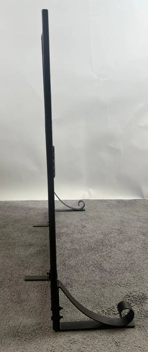 Art Deco Style Black & Bronzed Metal Two-Door & Diamond Design Fireplace Screen