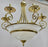 Art Deco Brass Chandelier with White Milk Frosted Glass Bottom Bowl, 6 Arms